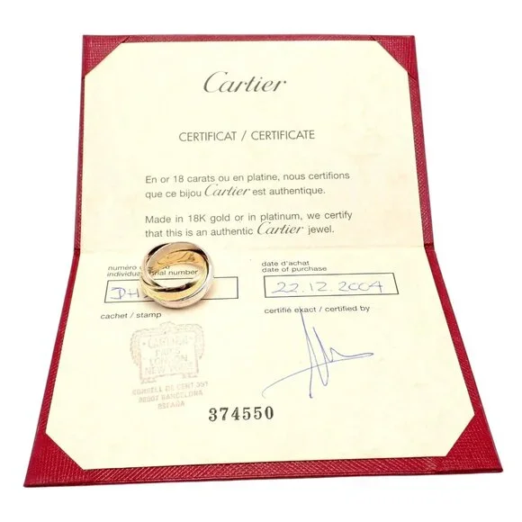Authentic! Cartier Trinity 18k TriColor Gold Wide Band Ring + Papers sz 55 7.25 - Picture 3 of 10